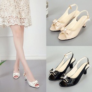 LYS New bestseller fashion Rhinestone buckle Heels casual PU peep toe sandals for women 6cm Rhinesto