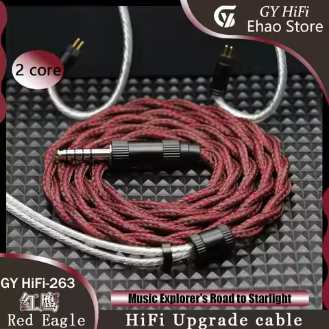 GY HiFi-263 Red Eagle High Purity Single Crystal Copper Silver Plated Earphone Upgrade Cable 4.4mm 2