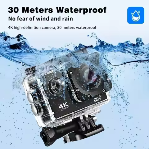 Ultra HD Action Camera - 4K 30fps Waterproof Sports Camera with WiFi & Helmet Mount
