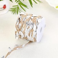 Burlap Leaf Ribbon, 66 feet in Total, 5mm Natural Jute Thread Ribbon with Artificial Leaves, Used fo