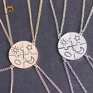 Star Moon Chain BFF Necklace - 4 Piece Matching Friendship Choker for Couples Men Women