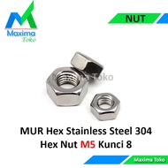 Hex Nut M5 Stainless Steel 304 Hex Nut M5 5mm Key 8