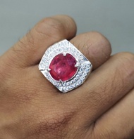 Batu Permata Merah Ruby Cincin Perak Asli