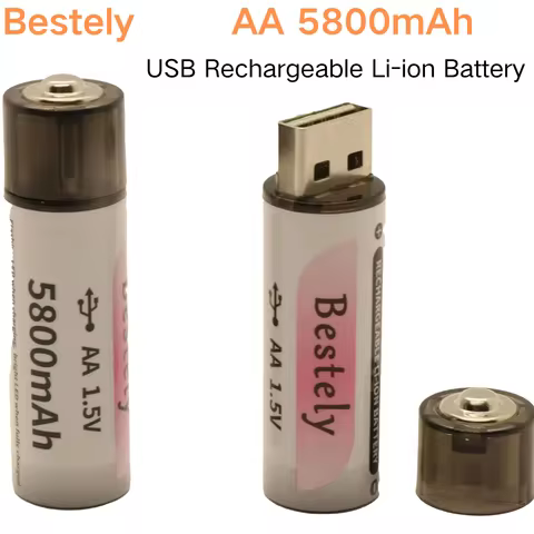 2025 New 1.5v 5800mAh USB Li-ion AA Rechargeable Lithium AA Battery, High Capacity 5800mAh | 1.5h Fa