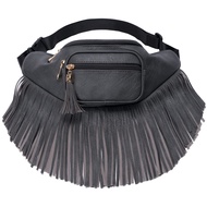 Solene Fringe Waist bag for women with Multi Zipper Pockets