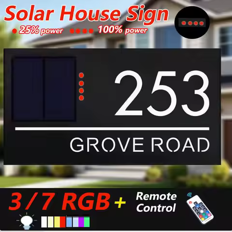 Personalized House Number Sign LED 3D Laser Cut House Address Plate LED Illuminated House Number Out