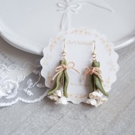 鈴蘭花束 耳夾或耳環