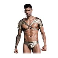 Stylish Men's Sexy Two Pieces Underwear Male Mature Hormone Lingerie Brief Night Club Fliter Knight Costumes