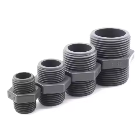 5pcs Grey PVC Nipple Connector 1/2" 3/4" 1" PVC Pipe Connector Garden Irrigation Pipe Fittings Aquar