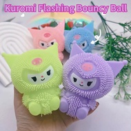 Sparkling Kuromi Puffer Ball with Lights Flashing Bouncy Ball Squishy Toys Squeeze Fur Balls for Kids Decompression Toy