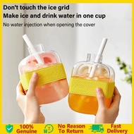 2 in 1 Press Ice Cube Mold 500ml/800ml Cup + Straw, Ice Cube Storage Box Tools