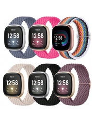 สายรัดสำหรับ Fitbit Sense/Sense 2/Versa 3/Versa 4 สำหรับผู้หญิง ผู้ชาย, สายนายลอน ยืดหยุ่นนุ่มสบาย ส