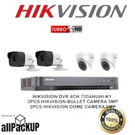 HIKVISION 4ch DVR with CAMERA 5mp 4pcs (BULLET 2PCS DOME 2 PCS) (HIK 4CH 5MP PACKAGES)