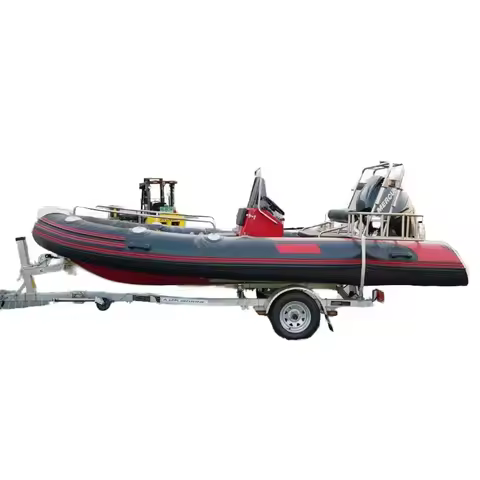 15.7ft Fiberglass RIB Inflatable Boat with Center Console 60L Built-in Fuel Tank 316SS Arch Yacht Te