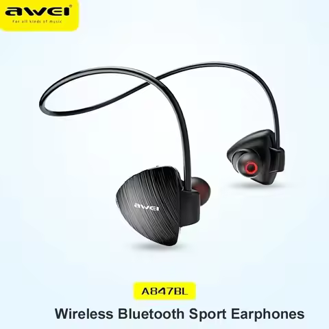 Awei A847BL Wireless Bluetooth Sport Earphones HD Sterep Sound Neckband With Microphone For IPX4 Wat