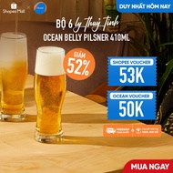 [NEW COLLECTION] Set of 6 Ocean Belly Pilsner glass cups 410ml - Guaranteed return if broken - Genui