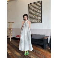 CLE Alisa.sonya ชุดเดรสเปิดไหล่ลายผู้หญิงชุดกระโปรงฝรั่งเศสใส่สบายฤดูร้อน24AS1322