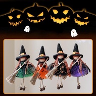 Halloween Decoration Mesh Broom Girl Angel Pendant Hanging Christmas Decoration Tree Doll Bell H9d5