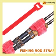 [Liberty2.sg] 10pcs Fishing Rod Tie Holders Straps Suspenders Fastener Cable Belt (Red)