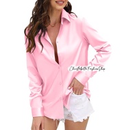 KEMEJA Premium Plain Satin Shirt Size ML XL XXL XXXL 4XL 5XL Oversize Latest Women's Shirt