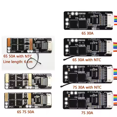 6S 30A/7S 30A/6S 50A/7S 50A/10S 40A BMS Board with NTC for 3.7V Ternary Lithium Battery Protection B