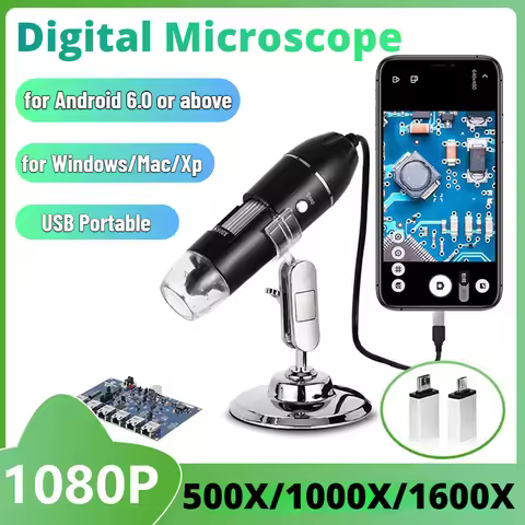 500X/1000X/1600X Digital Microscope Portable Electronic Microscope for Soldering LED Magnifier Mobil