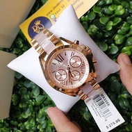 代購 正品Michael kors手錶 MK手表 女士手錶 玫瑰金色粉色鋼帶手錶 三眼計時日曆石英錶 時尚百搭腕錶 上班手錶 MK6066 生日禮物 情人節禮物