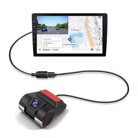 USB Front Dash Camera Universal Car DVR for Android System with ADAS Plug in the SD Card, Night Visi