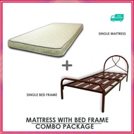E HOME COMBO SET Single Bed Frame with Mattress / Katil Besi Bujang + Tilam Single (Super Base)
