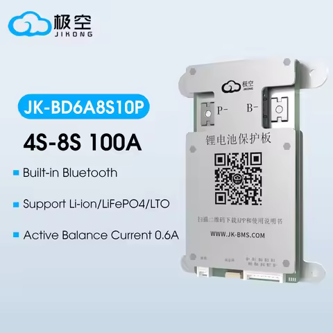 JIKONG BMS BD6A8S10P 4S 5S 6S 7S 8S 12V 24V Smart BMS 100Ah Battery WITH 0.6A ACTIVE BALANCE BMS lif