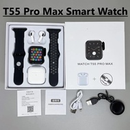 T55 Pro Max Smart Watch with Pro 4 Earbuds + 2 Straps New Design