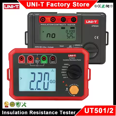 UNI-T UT502A UT501A UT502C UT501C Insulation Resistance Tester 1000V 2500V Digital Megohm Meter Insu
