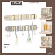 GANTUNGAN KOTAKIN 5-Hook 4-Slot Mop Broom Holder Multipurpose Mop Broom Holder HookHOOK Mop Holder B