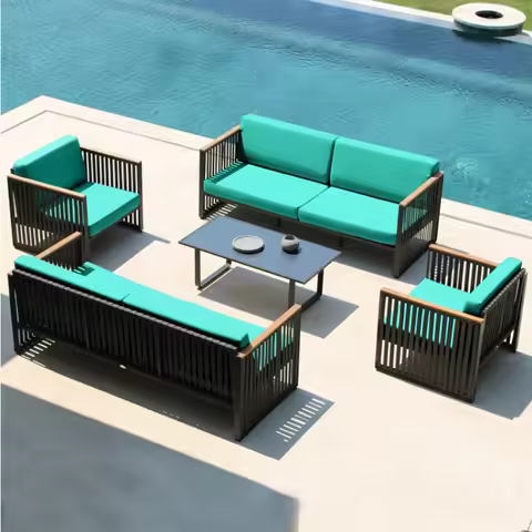 Modern Outdoor Furniture Garden Sofa Set Metal Rattan Sofa Hotel and Patio Sofa