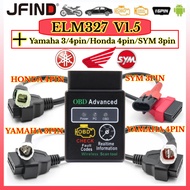 【Local Sale】ELM327 V1.5 Code Reader Bluetooth 2.0 for Android Torque Motorcycle For y15 For EX5 For 
