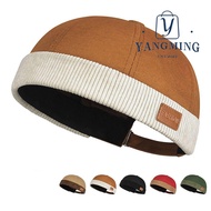YANGYANG Brimless Hat, Adjustable Solid Color Docker Cap,  Corduroy Vintage Landlord Hat Unisex