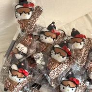 Winter Medieval HelloKitty 45th Anniversary Leopard Print Ski Double Ponytail kT Bag Pendant Plush D