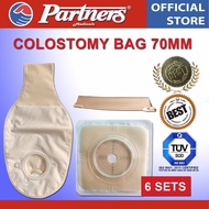 PARTNERS COLOSTOMY BAG 70MM (with clip, base, and bag)