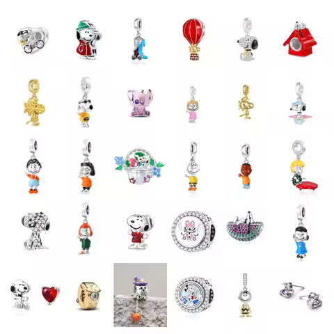 2025 MINISO Snoopy NPEANUTS@ Charlie Brown Linus Van Pendant Original 925 Silver Charm Fit Bracelet 