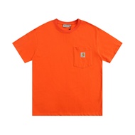 เสื้อยืด K87 Carhartt WIP เสื้อยืดกระเป๋าด้านข้างเสื้อยืดธรรมดาด้านบนผู้ชายเสื้อเชิ้ตฮิปฮอป