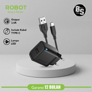 ROBOT Charger Type C 2.4A Fast Charging RT-K8B LED Black - RT-K7S 1.2A White