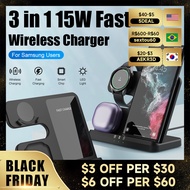 3 in 1 Wireless Charger Stand for Samsung Galaxy S22 S21 Ultra S20 15W Fast Charging Dock Station Watch5 Pro Holder Buds2 Pro