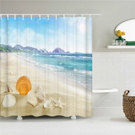 codBeach Sea Palm Trees Shower Curtains Scenery Waterproof 3d Bathroom Curtains with Hooks Home Deco