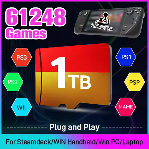 JMachen Batocera TF Game Card with 61200+ Games for Steam Deck/Win 600/Win PC/Laptop for PS3/2/1/PSP