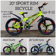 BASIKAL SPORT RIM 20' MTB KIDS BASIKAL BUDAK DISC BRAKE ABSORBER SPORT RIM BESI 20BEGOOD