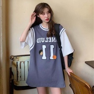 Women's Fashion Letter Print Short Sleeve T-shirt Oversized Korean Style Five-point Sleeve Tee