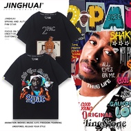 2pac hip-hop rapper short-sleeved T-shirt for men and women summer street style trendy cotton tops02