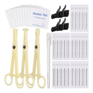 Piercing Kit - ATOMUS 3pcs Piercing Clamps Forceps 50pcs Mixed Piercing Needles 12G 14G 16G 18G 20G 
