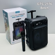 ลำโพงบลูทูธ รุ่น GTS-2176 ดอก8นิ้ว ฟรีไมค์ลอย รองรับUSB TF ปิดไฟได้ มีคันชักและล้อลาก 11W ลำโพงบลูทู