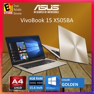 ASUS VIVOBOOK X505B-ABR395T GOLDEN (A4-9125/4GB[ON BD]/500GB/15.6"/W10/1YR) + BAG